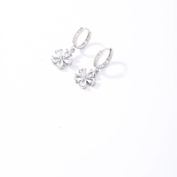 Wholesale Women's Copper Geometric Rhinestone Pendant Earrings With Diamond Design And Natural Style