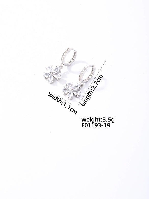 Wholesale Women's Copper Geometric Rhinestone Pendant Earrings With Diamond Design And Natural Style