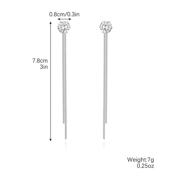Wholesale Women's Copper Geometric Rhombus And Ushape Claw Chain Long Tassel Exaggerated Earrings
