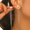 Wholesale Women's Copper Geometric Rhombus And Ushape Claw Chain Long Tassel Exaggerated Earrings