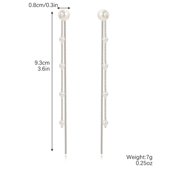 Wholesale Women's Copper Geometric Rhombus And Ushape Claw Chain Long Tassel Exaggerated Earrings