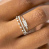 Wholesale Women's Copper Geometric Ring Set Inlaid Zircon