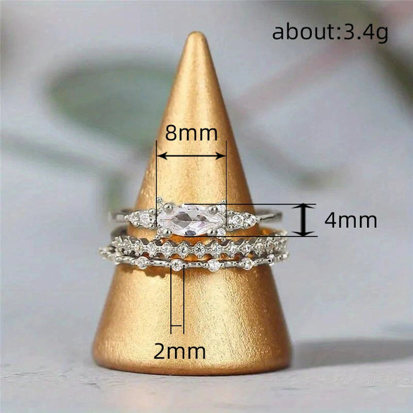 Wholesale Women's Copper Geometric Ring Set Inlaid Zircon