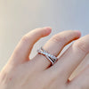 Wholesale Women's Copper Geometric Ring With Inlaid Zircon For Autumn And Winter