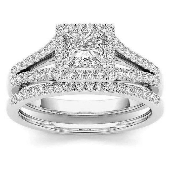 Wholesale Women's Copper Geometric Rings Light Luxury Style Zirconia Design