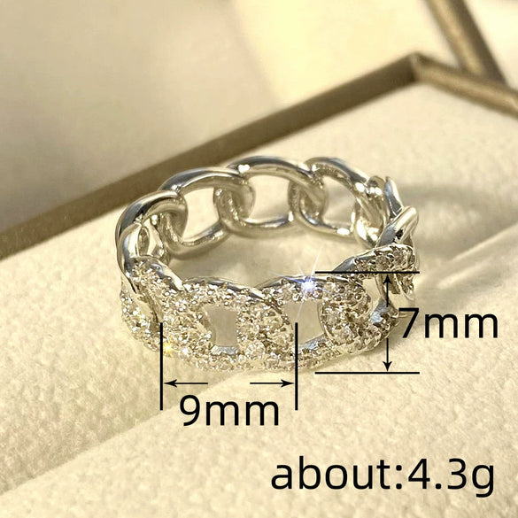 Wholesale Women's Copper Geometric Round Buckle Ring With Zirconia Microinlay Fashion Personality Jewelry