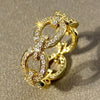 Wholesale Women's Copper Geometric Round Buckle Ring With Zirconia Microinlay Fashion Personality Jewelry