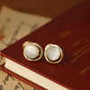 Wholesale Women's Copper Geometric Round Opal Electroplated Mosquito Coil Ear Clip Earrings