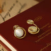 Wholesale Women's Copper Geometric Round Opal Electroplated Mosquito Coil Ear Clip Earrings