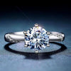 Wholesale Women's Copper Geometric Round Sixclaw Inlaid Zircon Ring Jewelry