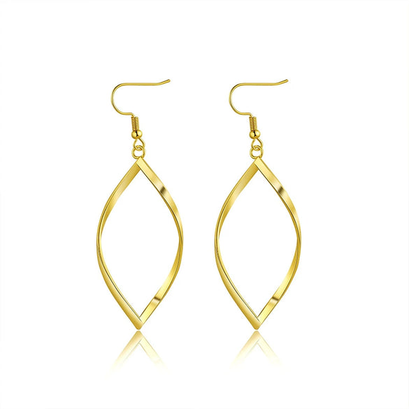 Wholesale Women's Copper Geometric Spiral Hollow Leaf Electroplated Earrings