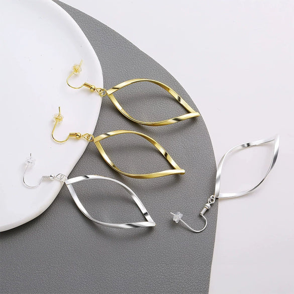Wholesale Women's Copper Geometric Spiral Hollow Leaf Electroplated Earrings