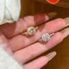 Wholesale Women's Copper Geometric Square Electroplated Gold Inlaid Zircon Ring Accessories