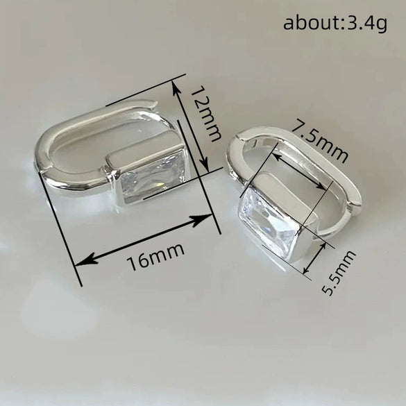 Wholesale Women's Copper Geometric Square Zirconia Earrings