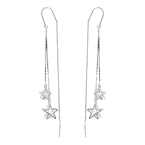 Wholesale Women's Copper Geometric Star Tassel Earrings With Electroplating