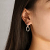 Wholesale Women's Copper Geometric Stitching Doublelayer Earrings With Electroplating Treatment