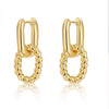 Wholesale Women's Copper Geometric Stitching Doublelayer Earrings With Electroplating Treatment
