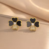 Wholesale Women's Copper Geometric Style Electroplated Fresh Flower And Lucky Grass Ear Studs And Earrings