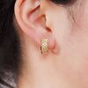 Wholesale Women's Copper Geometric Style Inlaid Zircon Earrings With Plant Flowers Design