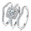 Wholesale Women's Copper Geometric Style Zirconia Bridal Ring Three Piece Set