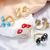 Wholesale Women's Copper Geometric Sweet Style Oildropping Ring Mushroom Dot Cloud Umbrellashaped