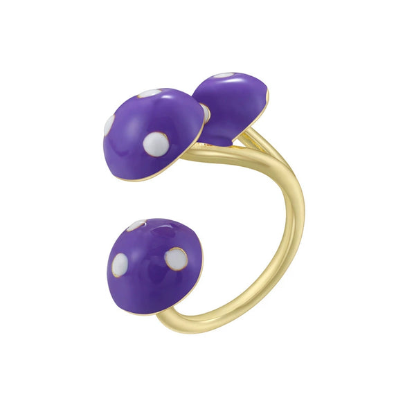 Wholesale Women's Copper Geometric Sweet Style Oildropping Ring Mushroom Dot Cloud Umbrellashaped