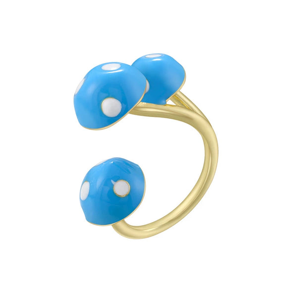 Wholesale Women's Copper Geometric Sweet Style Oildropping Ring Mushroom Dot Cloud Umbrellashaped