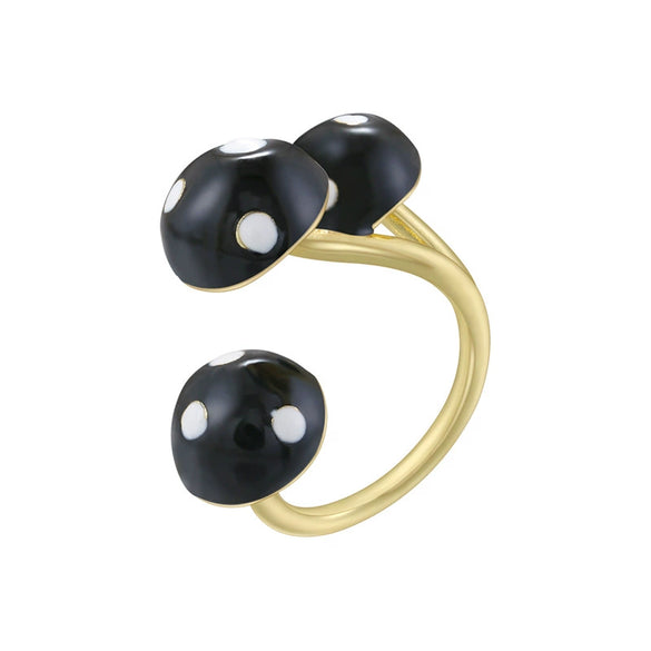 Wholesale Women's Copper Geometric Sweet Style Oildropping Ring Mushroom Dot Cloud Umbrellashaped