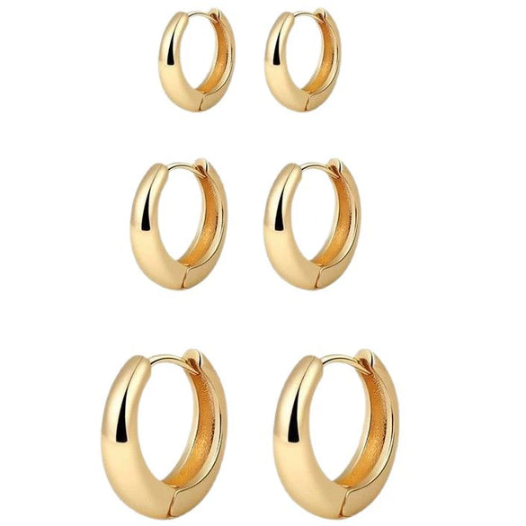 Wholesale Women's Copper Geometric Threepiece Set Earrings With Electroplating Processing