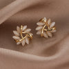 Wholesale Women's Copper Geometric Triangle Cat's Eye Stone Earrings Light Luxury Electroplated