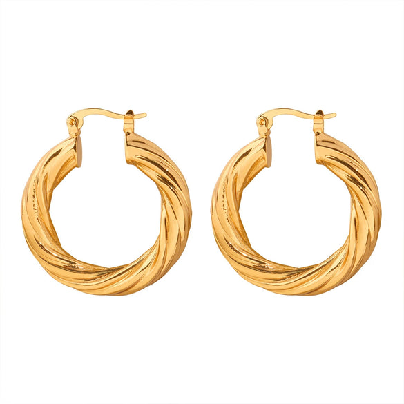 Wholesale Women's Copper Geometric Twisted O Shaped Earrings With Electroplating And Simple Fashionable Design