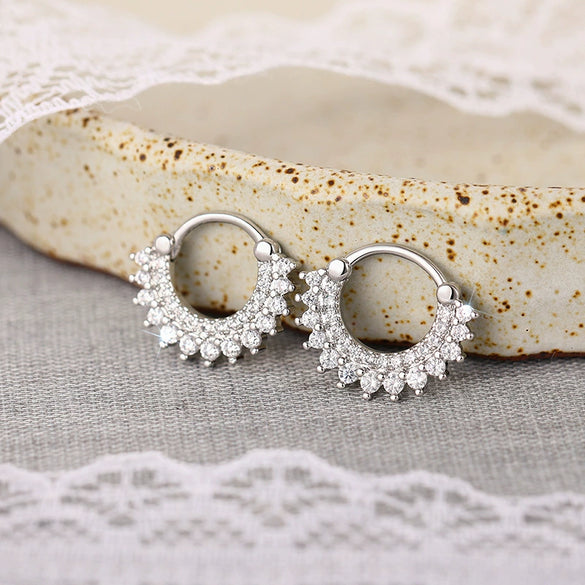 Wholesale Women's Copper Geometric Ushaped Zirconia Earrings