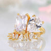 Wholesale Women's Copper Geometric Water Drop Spiral Inlaid Zircon Ring