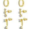 Wholesale Women's Copper Geometric Zircon Earrings 14K Real Gold Electroplated