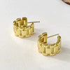 Wholesale Women's Copper Geometric Zircon Earrings With Metallic Strap And Niche Design