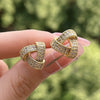 Wholesale Women's Copper Geometric Zircon Earrings With Retro Fashion Style And Three Dimensional Texture