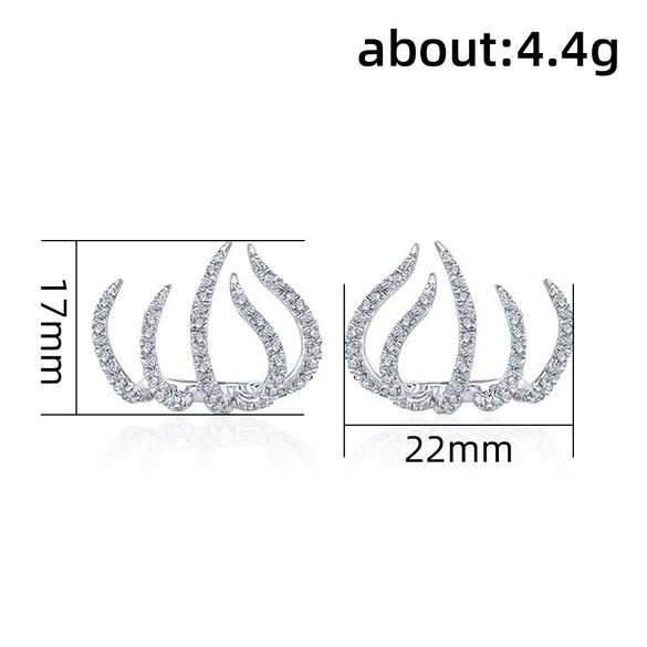 Wholesale Women's Copper Geometric Zircon Fiveclaw Exaggerated Specialshaped Ear Clip