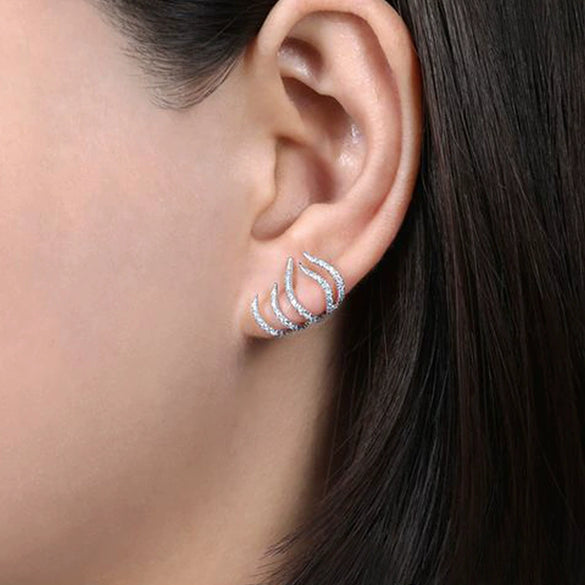 Wholesale Women's Copper Geometric Zircon Fiveclaw Exaggerated Specialshaped Ear Clip