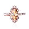 Wholesale Women's Copper Geometric Zircon Inlaid Horse Eye Shaped Ring