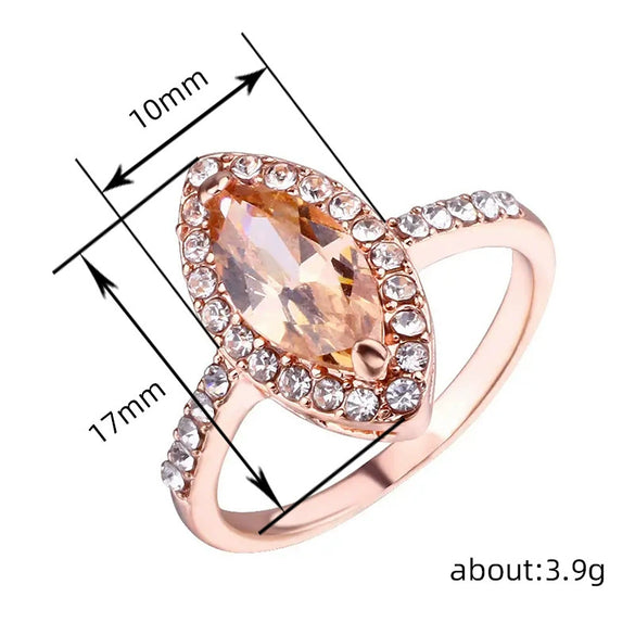 Wholesale Women's Copper Geometric Zircon Inlaid Horse Eye Shaped Ring