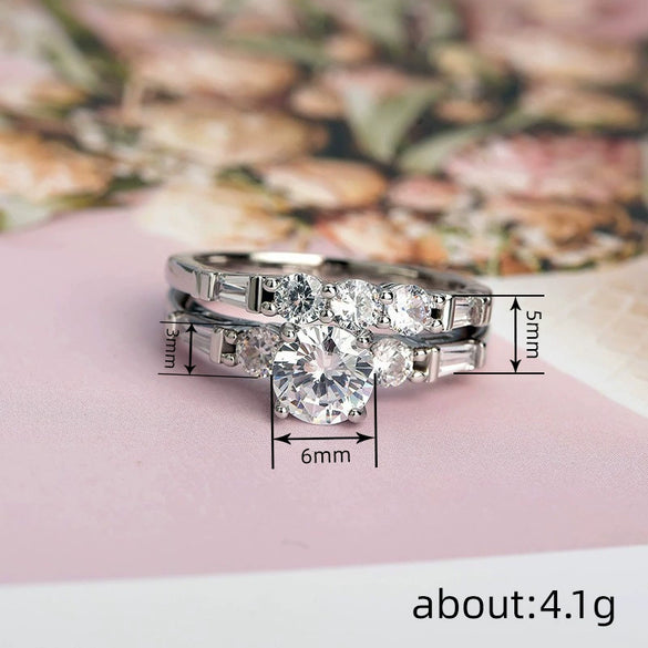 Wholesale Women's Copper Geometric Zircon Inlaid Light Luxury Ring Jewelry