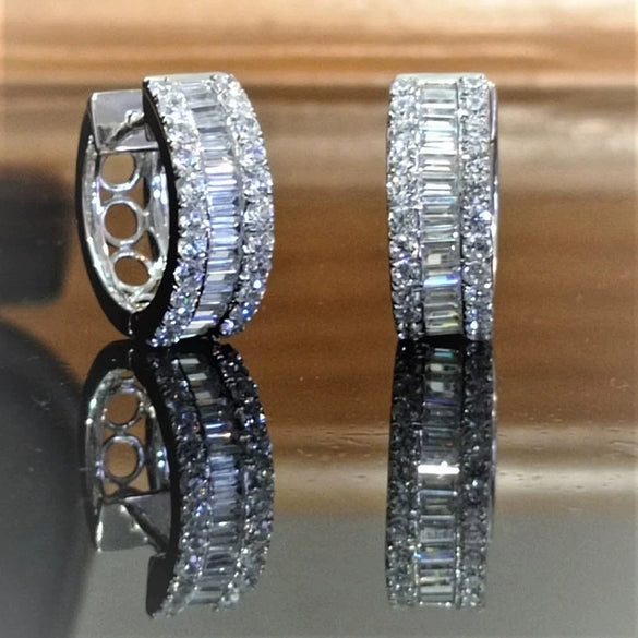 Wholesale Women's Copper Geometric Zircon Inlaid Minimalist Earrings