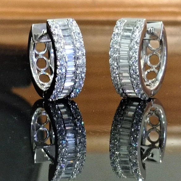 Wholesale Women's Copper Geometric Zircon Inlaid Minimalist Earrings