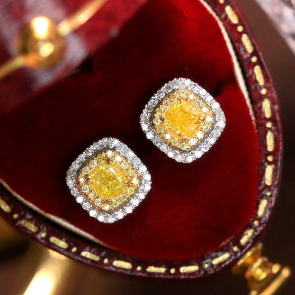 Wholesale Women's Copper Geometric Zircon Inlaid Stud Earrings Fashion Style