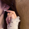 Wholesale Women's Copper Geometric Zircon Wings Pearl Earrings Electroplated Light Luxury Minimalist Design