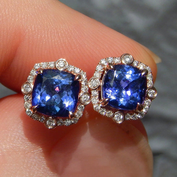 Wholesale Women's Copper Geometric Zirconia Earrings Romantic Exquisite Lady Jewelry