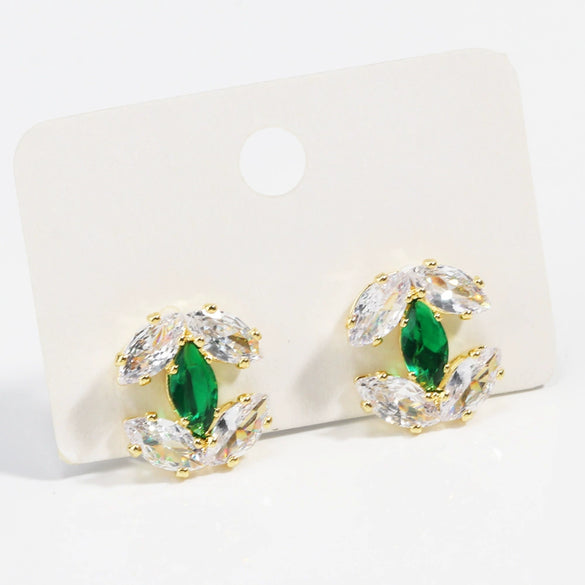 Wholesale Women's Copper Geometric Zirconia Earrings Simple Light Luxury Trendy Design