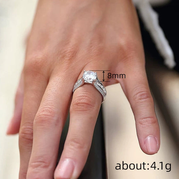 Wholesale Women's Copper Geometric Zirconia Inlaid Ring Highend Design Jewelry