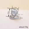 Wholesale Women's Copper Geometric Zirconia Inlaid Water Drop Design Ring Set Jewelry