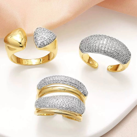 Wholesale Women's Copper Gold Plated Geometric Irregular Open Ring